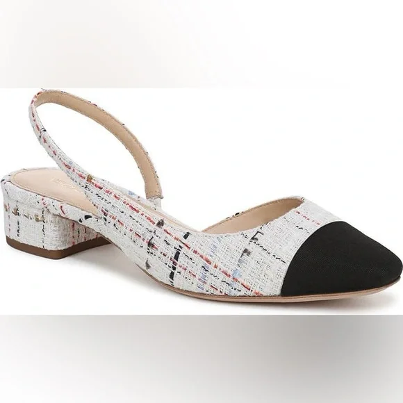 Veronica Beard Cecile Half d'Orsay Slingback Pump Multi White Tweed 9.5 - Picture 5 of 5